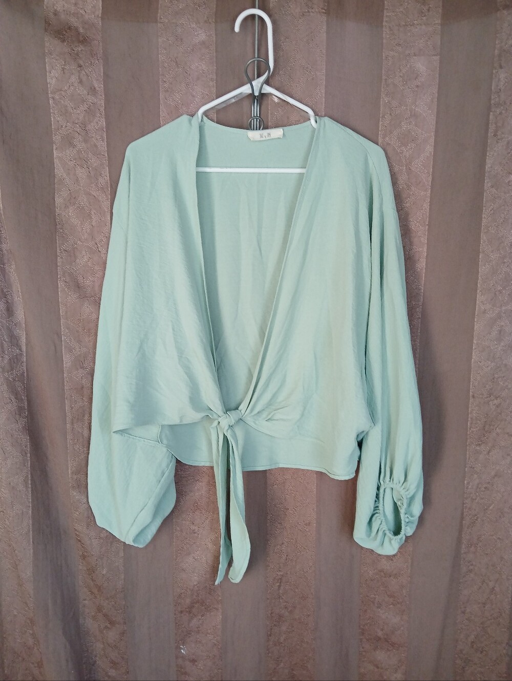 💎 Jade By Jane Women's Top Light Aqua Tie-Front